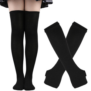 Venta al por mayor mujeres calcetines de fiesta Navidad y Halloween Cosplay calcetines y guantes a rayas sobre la rodilla <span class=keywords><strong>medias</strong></span> altas - Product Image 4
