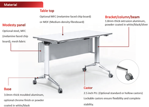 Muebles de oficina comercial, mesa de entrenamiento móvil con marco de mesa abatible, para reuniones - Product Image 3