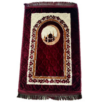 Tapis de prière islamique pliant, Tapis de prière musulman arabe, en tissu peluche, portable