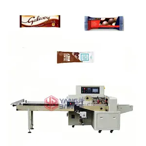 Máquina automática de embalaje de almohada, Control PLC de YB-350, para pan, galletas, Chocolate, dulces