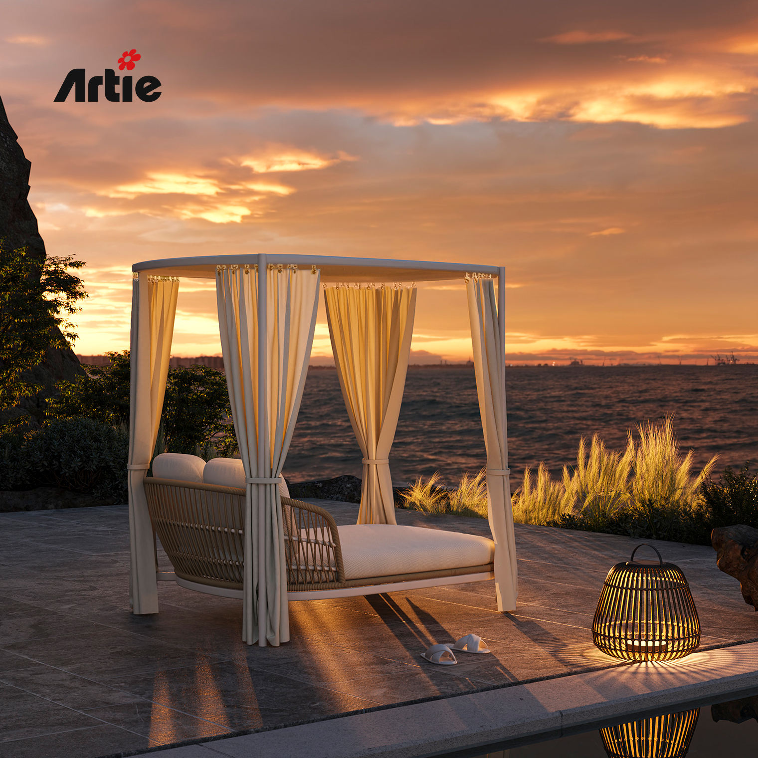 Artie Garden Furniture Hotel Pool Furniture Rattan Sunbed Luxury Outdoor  Furniture Beach Cabana Outdoor Daybed