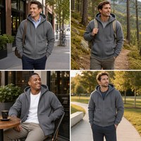 Service OEM en gros – Sweat-shirt unisexe personnalisé brodé à fermeture éclair, en tissu doux pour l'hiver, avec poche et style cardigan
