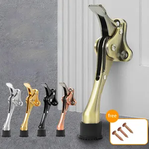 Premium Quality Zinc Alloy Heavy Duty Height-Adjustable Spring Door Stopper 1 Touch Easy Pedal Foot Kick Down Door Stop