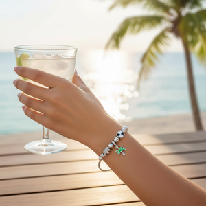 CZ Stone Elephant Green Enamel Palm Tree and Black White Enamel <b>Clover</b> Charm <b>Bracelet</b> Wholesale 925 Sterling Silver Fine Jewelry - Product Image 3