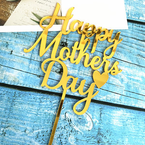 ท็อปเปอร์เค้กอะคริลิคสีทองเงา ลาย "น้ำผึ้งและความหวาน" สำหรับวันแม่ ตกแต่งเค้กวันเกิด - Product Image 2