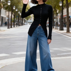 เสื้อสเวตเตอร์ถักแบบกระดุมแถวเดียวพร้อมลายริบบิ้น เสื้อสเวตเตอร์แขนยาวสีพื้นสำหรับผู้หญิง แฟชั่นเสื้อกันหนาวฤดูใบไม้ร่วงและฤดูหนาว - Product Image 2