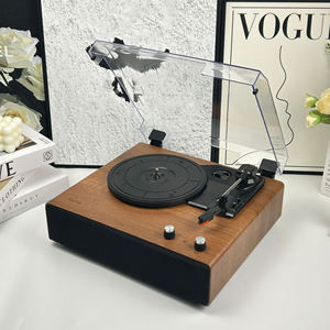 Walnut Wood 3 Speed <b>Vinyl</b> <b>Record</b> Player BT FM CD Gramophone with Integrated Speaker Turntable Decor High Fidelity Audio - Product Image 3