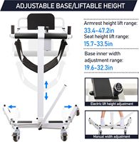 Chaise de transfert pliable en acier pour patient, réglable, avec sangle de toilette pour personnes âgées, pour la sécurité dans la salle de bain et l'utilisation en véhicule