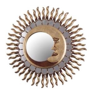 Miroir d'art déco en verre soleil et lune en bois acteur mural pour salon chambre à coucher salle de bain maison hôtel appartement décoration couloir - Product Image 2