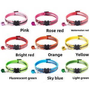 Collier de chat pour animaux de compagnie bande réfléchissante support Airtag cloche collier réglable avec boucle de rupture pour collier de luxe pour chien en toute sécurité - Product Image 5