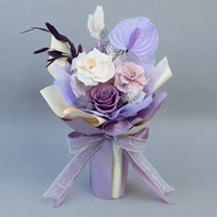 Bouquet de roses décoratives préservées faites à la main, mini bouquet de fleurs emballé pour mariage, Saint-Valentin, remise de diplôme - Décoration intérieure éternelle