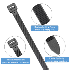 2.5*100mm 4*300mm Plástico Pa66 4 "Inc Cinta Cabo Zip Gravatas Multi Color Auto-Bloqueio Flexível Nylon Cable Tie Preço