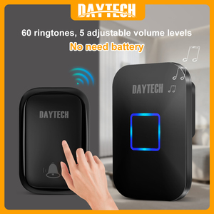 Sonnette <span class=keywords><strong>de</strong></span> <span class=keywords><strong>porte</strong></span> intelligente sans <span class=keywords><strong>fil</strong></span> Daytech étanche <span class=keywords><strong>avec</strong></span> télécommande, compatible EU/UK/US, 58 mélodies, portée <span class=keywords><strong>de</strong></span> 150 m, certifiée CE - Product Image 3