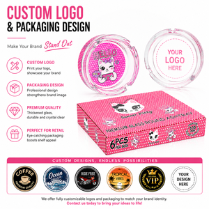 Cendrier en verre rose Kitty, logo personnalisé, style moderne, carré, épais et profond, avec plateau, boîte cadeau imprimée OEM pour la vente au détail et les cadeaux - Product Image 4
