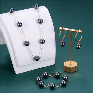 Set di Gioielli con <span class=keywords><strong>Orecchini</strong></span> a Goccia di Perle da 14mm, Collana e Bracciali di Perle Vere Placcati <span class=keywords><strong>in</strong></span> Oro 14k per Donna - Product Image 6