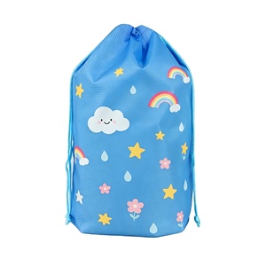 Cute Cartoon <b>Kids</b> <b>Drawstring</b> <b>Bag</b> Reusable Breathable Water-Resistant Dinner Plate Storage Pouch - Product Image 1