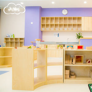 ตู้เก็บของไม้สำหรับเด็กก่อนวัยเรียนเฟอร์นิเจอร์2ชั้นวางแบบโค้ง - Product Image 1