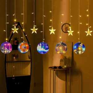 Luci calde della tenda della luna della <span class=keywords><strong>stella</strong></span> bianca hanno portato <span class=keywords><strong>la</strong></span> luce della stringa della tenda con 8 modalità lampeggiante Led stringa di luce Ramadan Eid decorazioni - Product Image 4