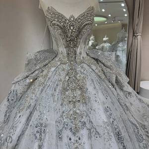 DW0191 Vestidos de Novia Brillantes sin Mangas con Lentejuelas y Cuentas, Estilo Imperio - Product Image 4