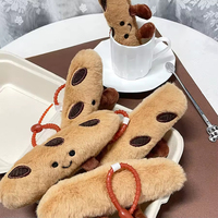 Porte-clés et pendentif de sac à dos en peluche mignonne, en forme de baguette, de corne de vache ou de chignon, douce, à thème alimentaire, pour sacs et clés