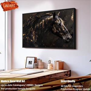 <span class=keywords><strong>Peinture</strong></span> numérique sur toile abstraite dorée brillante représentant un <span class=keywords><strong>cheval</strong></span>, art mural équestre, portrait équin, décoration murale, cristal noir, stalleon - Product Image 2