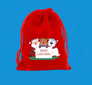 Sacs à cordon en velours de Noël durables et tendance, avec logo personnalisé, taille et motif sur mesure, modèle L (20x30cm) - Product Image 3