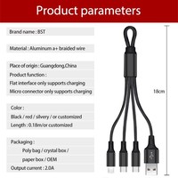 Gadgets personnalisés Cadeaux promotionnels 3-en-1 Câble USB à chargement rapide Porte-clés pour téléphone portable et ordinateur 3A avec stock