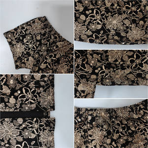 Vestido elegante de manga corta con flores doradas para mujer, vestidos largos para graduación - Product Image 5