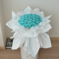 Romantisch Tiffany Blauw Rond Ge conserveerd Echt Rozenboeket Aanpasbaar Eeuwigdurend Bloemenboeket Valentijnsdag Cadeau voor Huisdecoratie