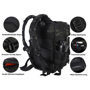 Sac à dos tactique Trailpop en toile Oxford haute densité résistante à l'eau, équipement de <span class=keywords><strong>patrouille</strong></span>, 45L, noir camouflage - Product Image 4