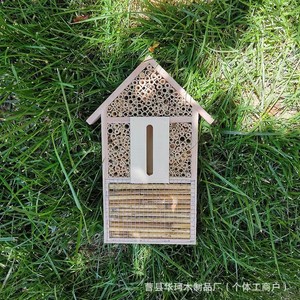บ้านแมลงไม้เนื้อแข็ง รังผึ้งไม้ไผ่ โครงสร้างรังผึ้ง ตกแต่งสวนแขวน - Product Image 1