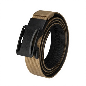 2026 Hot selling Nylon <b>Fabric</b> <b>Belt</b> 3.5cm Auto Lock Buckle Casual Style Tan with Black Interior Resin Buckle - Product Image 2