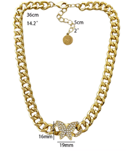 <span class=keywords><strong>2026</strong></span>年トレンドジュエリー バタフライ フルダイヤモンド キューバンチェーン ペンダントネックレス - 女性のためのファッショナブルなチャーム - チェーンネックレス - Product Image 4