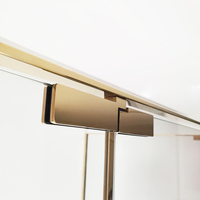 Kabin Shower Kaca Temper Bening 8mm FUSA 1 Pintu Engsel 2 Panel Tetap, Penyesuaian 5mm, Partisi Kamar Mandi Baja Tahan Karat 304