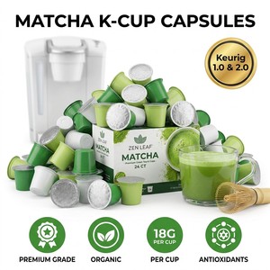 Cápsulas de Té Verde Matcha Orgánico en Polvo Instantáneo de Grado Premium, OEM/Venta al por Mayor, Empaque en Lata, Muestras Gratis a Bajo Precio - Product Image 3