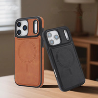 Étui de téléphone en cuir PU de haute qualité pour iPhone 12 13 14 15 16 17 Pro Max, coque arrière magnétique robuste