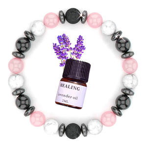 Pulsera con cuentas de cristal de estilo europeo y americano para <span class=keywords><strong>mujer</strong></span>, brazalete con cuentas de cristal con difusor de piedra Natural negra - Product Image 2