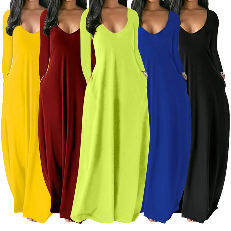 Long Sleeve Fall Elegant Casual Maxi Dress 4xl 5xl 6xl 7xl Plus Size Longo Mesmo Vestido Woman Dresses Vestidos De Mujer