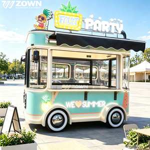 ZOWN Chariot alimentaire mobile électrique multifonctionnel de luxe et tendance à 4 roues avec double évier pour stand commercial petit-déjeuner et collations - Product Image 1