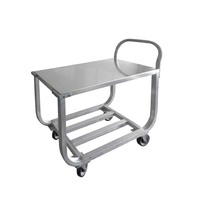 Carretilla de metal con ruedas de plataforma de acero para servir alimentos, alta resistencia y durabilidad