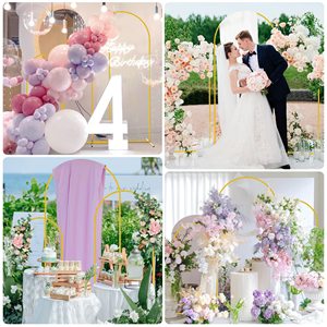 6FT 6.6FT 7.2FT <strong>Metal</strong> Arched Balloon Frame <strong>Backdrop</strong> Stand <strong>Gold</strong> Floral Wedding Arch Birthday Party Supplies Decoration - Product Image 5