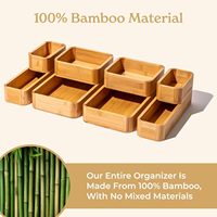 Ensemble d'organisateurs de tiroirs de cuisine en bambou personnalisés, boîte de rangement multi-usages pour salle de bain, bijoux, couverts, couteaux, épices, serviettes, plateau pour tiroir à déblais