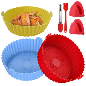 Hot Sale Silicone Air Fryer Oven Accessories 6.5 Inches Airfryer Basket Liners Silicone Air Fryer Liners Air Fryer Silicone Pot