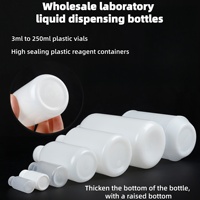 Botella de Vacuna Veterinaria de Plástico HDPE PE de 50 ml, Blanca, para Medicamentos Avícolas, con Tapón de Goma y Serigrafía