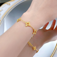 2025 à la mode S925 argent cinq fleurs trèfle à quatre feuilles Bracelet or dentelle incrusté de diamants transfrontalière en direct or chaîne lien bijoux