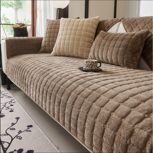 <b>Sofa</b> Cushions 145-185cm Thickened Anti-Slip Flannel Solid Color Seat <b>Covers</b> <b>for</b> Multiple Scenarios - Product Image 5