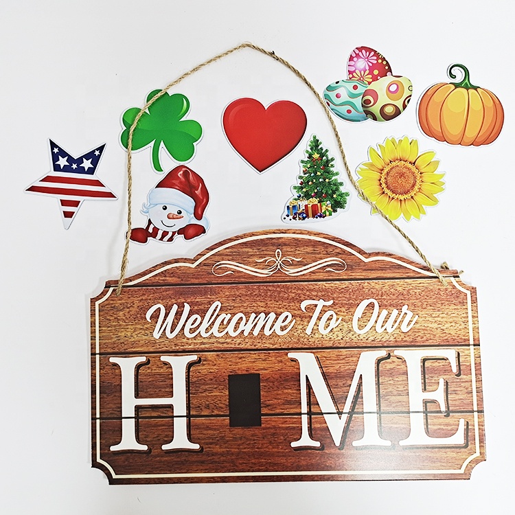 Деревянная подвесная табличка для оформления входной двери, украшение для дома, взаимозаменяемый знак приветствия