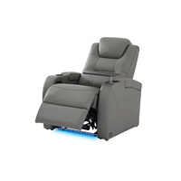 Canapé électrique moderne deux places en cuir véritable pour home cinéma, avec fauteuil inclinable électrique, rembourrage en mousse à mémoire de forme et structure en bois