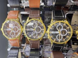 Orologio Meccanico da Uomo 42mm Cassa in Oro Giallo Cinturino in Pelle Cronografo Quadrante Analogico Stile Lusso e Moda - Product Image 3