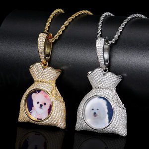 Collares Personalizados con Bolsa de Dinero, Colgante con Nombre e Imágenes, Joyería Personalizada, Cadena Personalizada con Piedras de Imitación, Collar para Hombre FBKX016 - Product Image 1